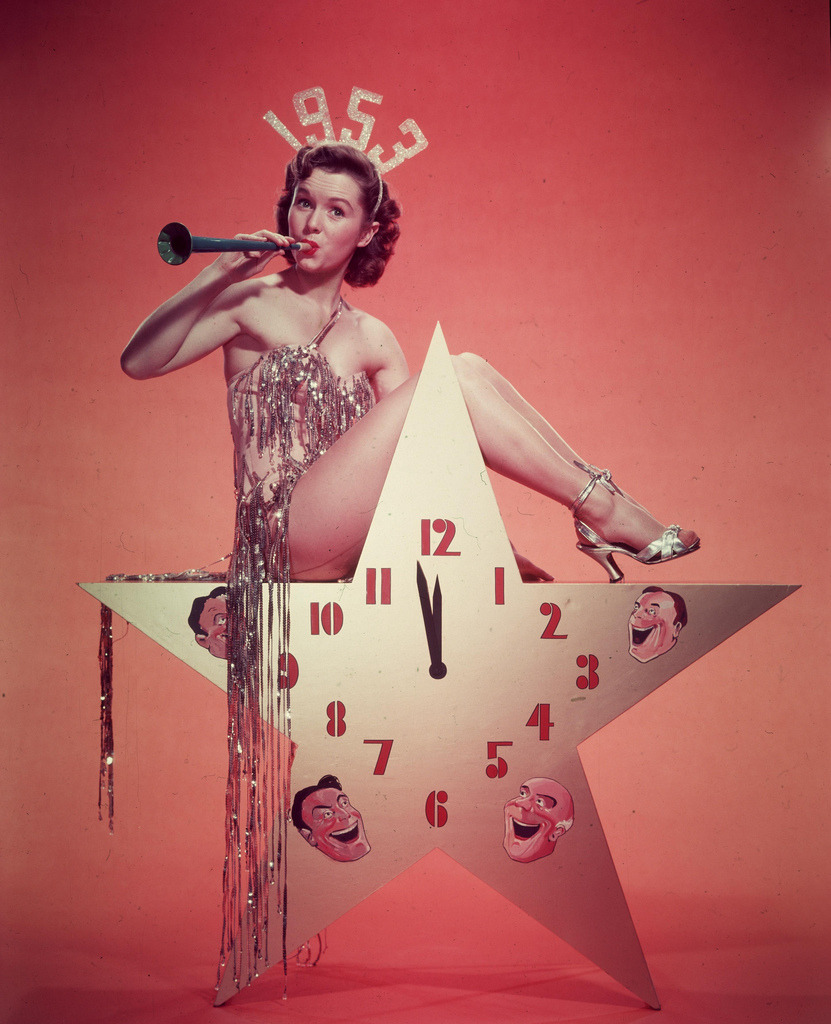 maudelynn:  Debbie Reynolds rings in the New Year! c.1952/53  via http://leblogdamz.blogspot.com