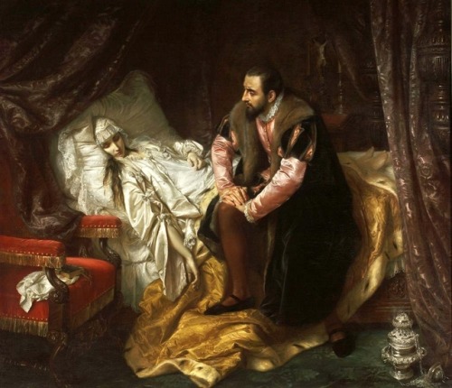 Jozef Simmler (1823-1868)  Death of Barbara Radziwillowna 1860 Йозеф Зимлер (1823-1868) Смерть 