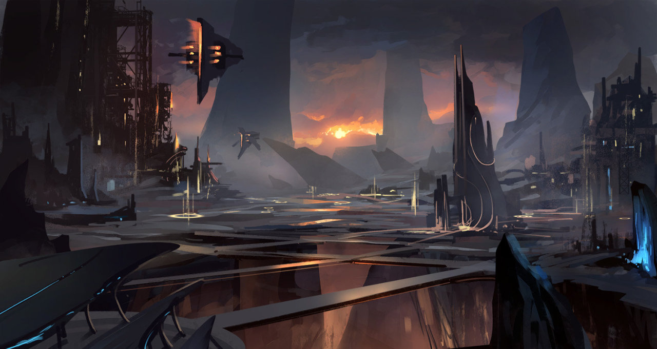 cinemagorgeous:  Stunning sci-fi art by Yin Wang.