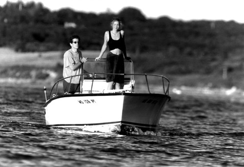 John F. Kennedy Jr. boating with Carolyn Bessette-Kennedy in...