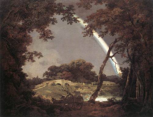 artist-joseph-wright:Landscape with a Rainbow, 1794, Joseph WrightMedium: oil,canvas
