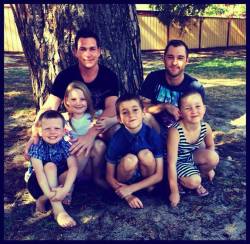 cutegayscouple:  Michael, Sean and our 4 kids… Kynan 8, Mikayla 7, Rylee 7 and Jaxon 5. We have been together 3 years and have never been happier!
