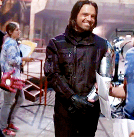 buckywthbarnes:CA:CW BTS ft. Sebastian smiling