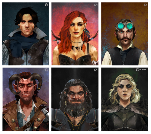 My D&amp;D team!From top left: Sole Survivor, Marked Hunter, Lone Seeker, Shipless Captain, Prod