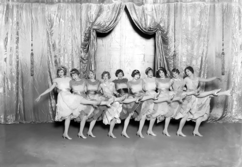 Chorus girls at the Music Box Theatre (now the Fonda Theatre) at 6126 Hollywood Blvd, circa 1927.