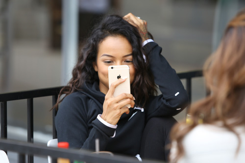 celebritiesofcolor:Karrueche Tran has lunch at Jack n’ Jill’s in Los Angeles