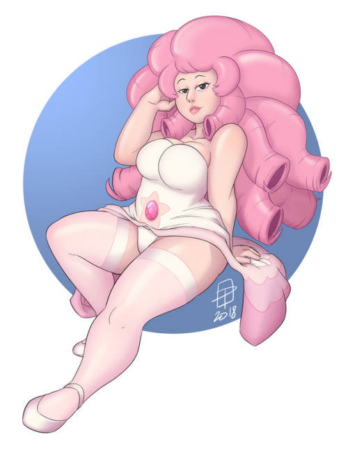 callmepo:Color commission for Admael of Rose Quartz in a classic pin-up pose. big woman!~ < |D’‘‘‘‘
