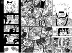 hailzreign-manga:  Sakura wakes up and heals her friends, Sasuke gets shut down on his first (stubborn) attempt at apoligizing to Sakura. And Naruto and Kakashi are just happy af they got their family back.  Yup Kakashi finally :’)