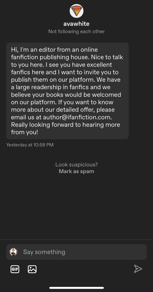 Yall I Think Another Fanfic Scam Is Going Around.
