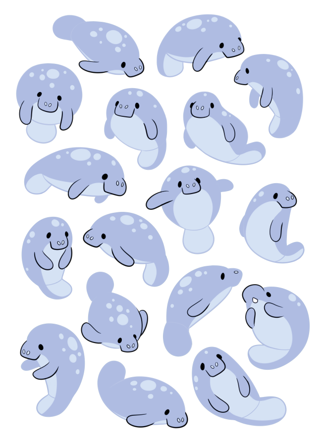 stutterhug:  Always More Manatees.Was attempting to do some simple designs for stickers