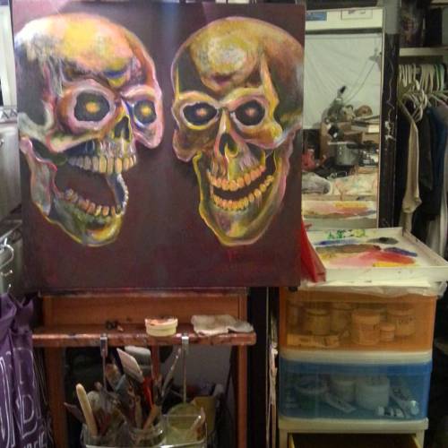 Porn Skulls in progress.  I use mostly Golden photos