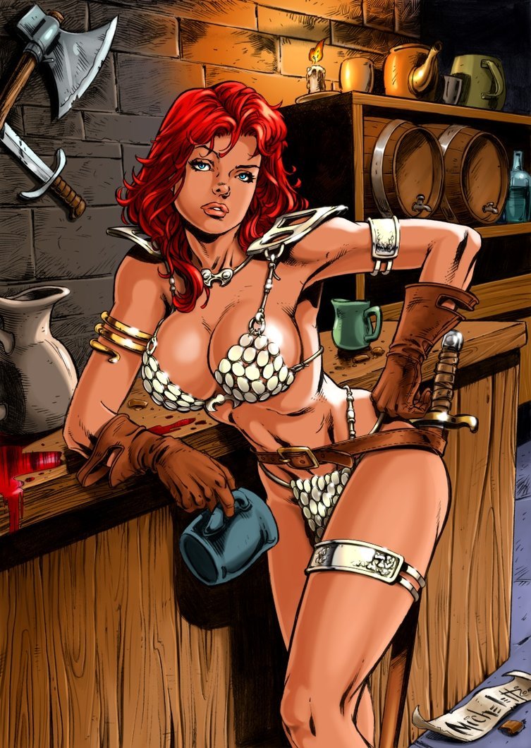 redsonjagallery:  Redsonja Drunk - Colored by …? by ReneMicheletti 