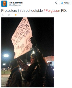 socialjusticekoolaid:   HAPPENING NOW (11/19/14): Protesters gather outside of the Ferguson police department. Day 103, and the spirit of the movement is strong. #staywoke #farfromover  They just arrested Bassem, who was livestreaming as usual. The way