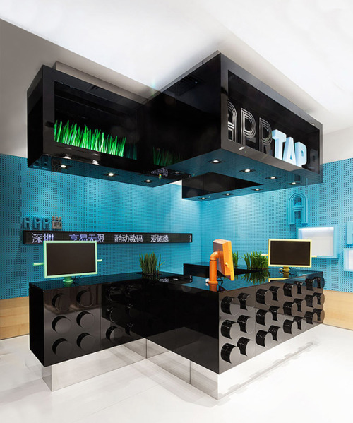 escapekit:  AER Coordination Asia, a Shanghai-based architecture firm known for creating visually robust environments, completed a new breed of telecom stores named AER for AISIDI, one of China’s leading resellers for mobile and digital products and