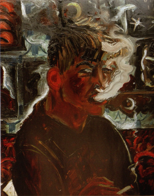 german-expressionists:Otto Dix, Selbstbildnis als Raucher (Self Portrait as Smoker), 1913 