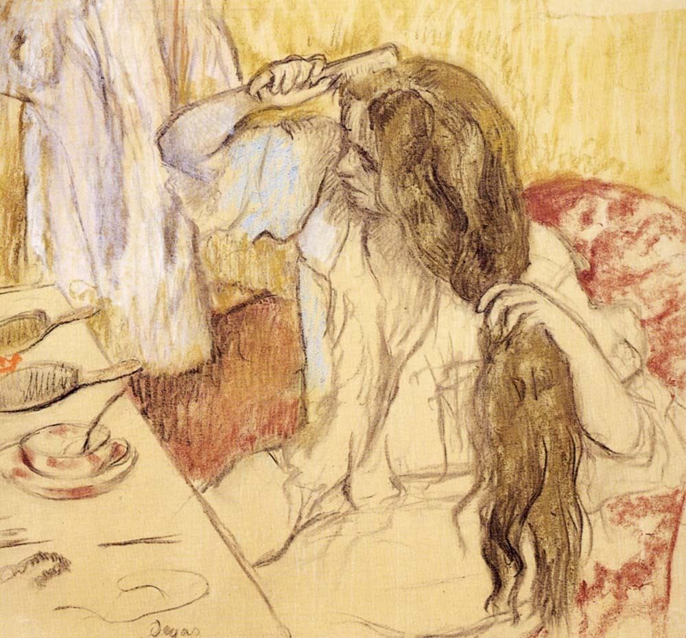 Degas woman combing her hair