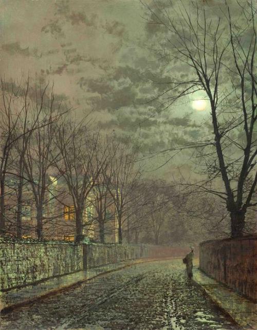 artist-grimshaw: Under the moonbeams, Knostrop Hall, John Atkinson Grimshaw
