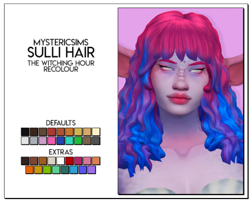 maxiematch: witching hour recolours - sulli hair by @mystericsims this includes both the plain and o