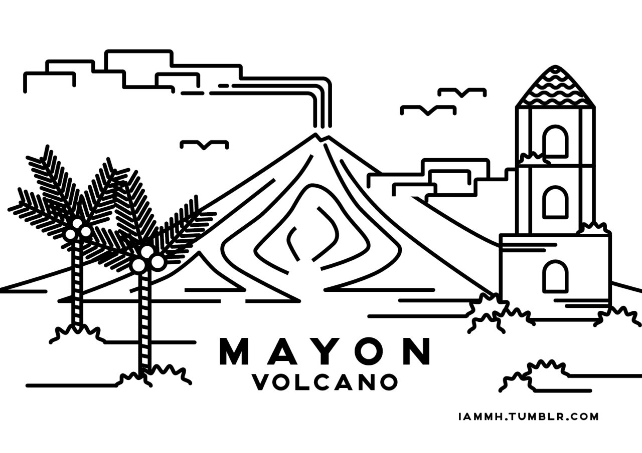 Mayon Volcano Sketch Drawing - Go Images Camp