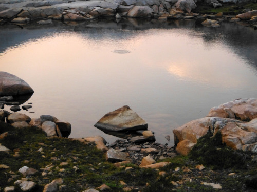 Smoke on the water. Pinnacles Lakes Basin, John Muir Wilderness, Sierra Nevada Mountains, California