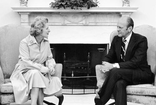 President Gerald Ford meets with British Conservative Party Leader Margaret Thatcher in the Oval Office, September 18, 1975.
-from the Ford Library