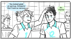 slimyhipster:  view full size i didnt include every seijou member but oikawa says lil stuff to each member either as reminders or to boost morale a little but he always gets gross with iwaizumi and ever so occasionally iwaizumi humors him 