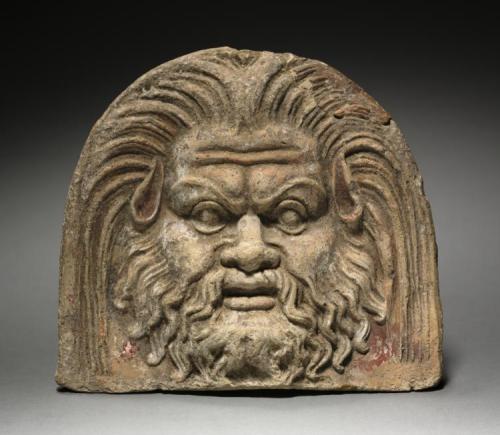 Antefix with Satyr Face, 370, Cleveland Museum of Art: Greek and Roman ArtSize: Overall: 17.1 cm (6 