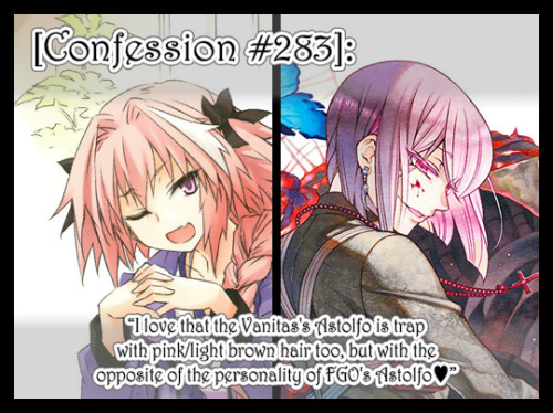 “I love that the Vanitas’s Astolfo is trap with pink/light brown hair too, but with the opposi