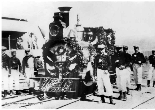 Opening ceremony of the first railway in Arequipa (Peru, 1871).