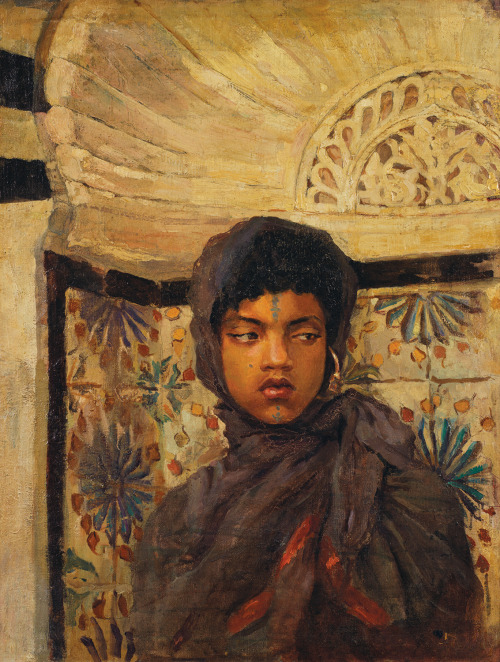 amare-habeo:Anonymous artist (Orientalist School of XX century)Portrait of a Young Moroccan Girl, N/