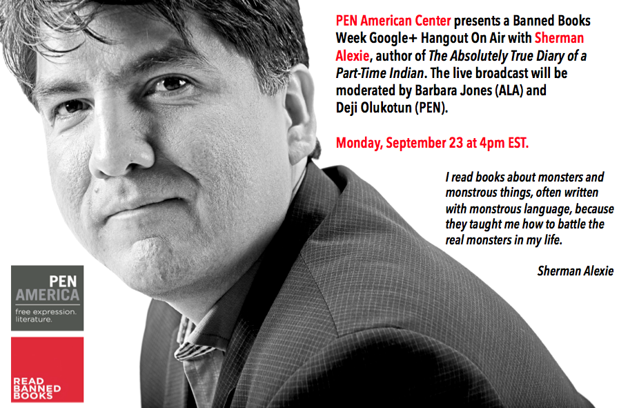 penamerican:
“ Today! Join us at 4pm EST / 1pm PST for our Google Hangout on the Air with Sherman Alexie. Click here to tune in.
”