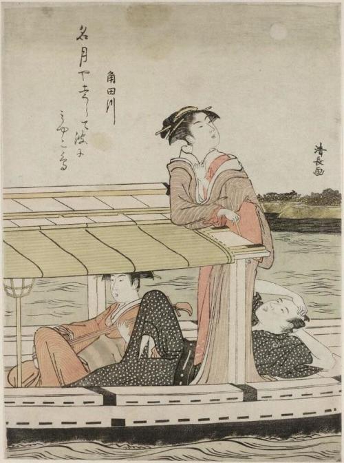 Torii Kiyonaga - Pleasure boat on the Sumida River (c. 1785)