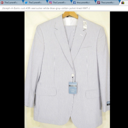 Jos A Bank suit 43R seersuckerStriped white blue gray cotton.New With Tag.stores.ebay.com/the