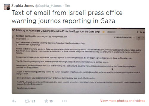 anonymousmilitant:Israel targets journalist offices, then accuses Hamas of using journalists as huma