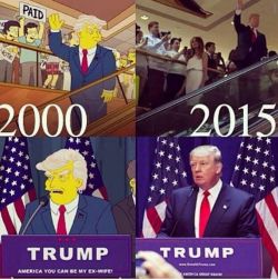 catsbeaversandducks:  The Simpsons predicted President Trump 16 years ago as “a warning to America it was going insane”.Via Mirror