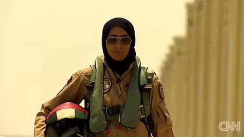 mikeygalt:  I hate war. Period. But there is nothing more awesome than hearing that a woman, the UAEs first female pilot led the airstrikes against ISIS. A muslim woman who wears hijab with her gear. Love it! The best aspect is the rebuke this implies