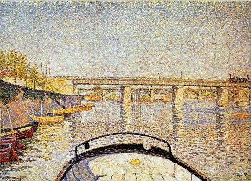 Same time !887-88  at Asnières Paul Signac  and Vincent van GoghThe Bridge at Asnieres, Paul Signac 