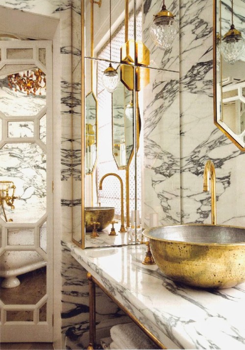 {This bathroom designed by Maddox Creative, is on the cover of the May 2014 issue of World of Interi