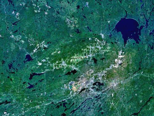 Sudbury impact crater in Canada.The oval shape in the image below is the last surviving evidence of 