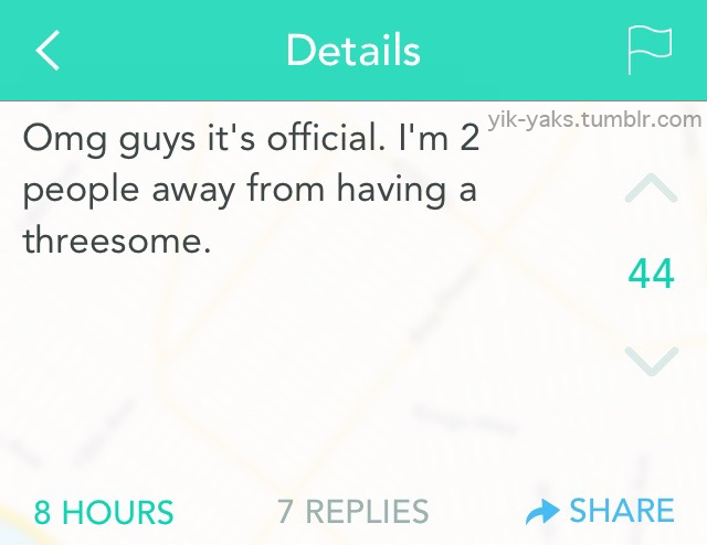 yik-yaks:  Follow Yik-Yaks for more.