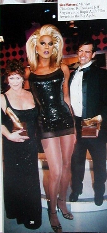 Marilyn with RuPaul and Jeff Stryker during a taping of The RuPaul Show, which aired April 25, 1998.