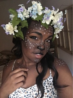 martinfreetrash:  Testing for Halloween, 1-2-3!  I’m going full fawn this year, guys. I’m in the process of making antlers as well, so just pretend that there are some above my crown ✌🏾️ 