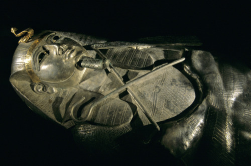 Silver sarcophagus of Egyptian Pharoah Psusennes, XXI Dynasty