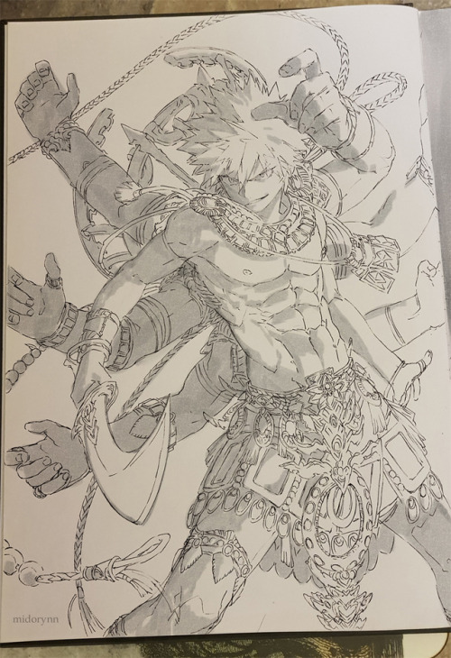 Inktober Day 12. Bakugou Katsuki (Asura, Hindu mythology. He will Lord Explosion Murder with 8 hands