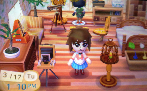 i made my villager look like me and put him in a sailor moon outfit on animal cross(dressing)ing new