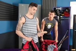 nthgf:  Johnny Torque discovers a dildo in Drake Tyler’s duffel bag in “Duffel Discovery”