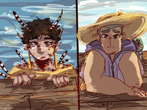 ror-art: @oofurishipweeks Day 3 - Fantasy Au this is re that old hanakanou mermaid au i did 2 years