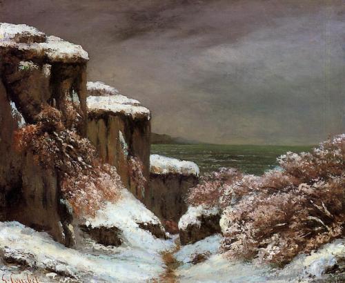 Cliffs by the Sea in the Snow, 1870, Gustave CourbetMedium: oil,canvas