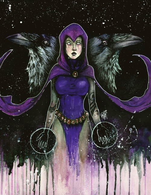 yasmineabedart:Teen Titan Raven. Done in Watercolor and Ink. Created by Yasmine Abed.