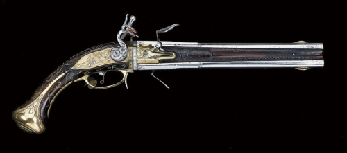 A turn barrel flintlock pistol marked &ldquo;Joseph Hauer in Bamburg&rdquo;.  18th century.Estimated